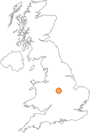 map showing location of Castle Gresley, Derbyshire