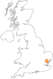 map showing location of Castle Hedingham, Essex