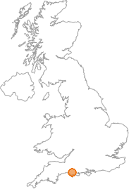 map showing location of Cerne Abbas, Dorset