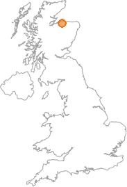 map showing location of Cloddach, Moray