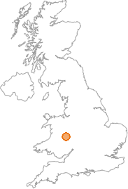 map showing location of Clun, Shropshire