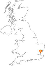 map showing location of Coggeshall, Essex