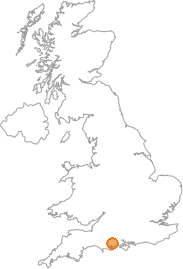 map showing location of Corfe Mullen, Dorset
