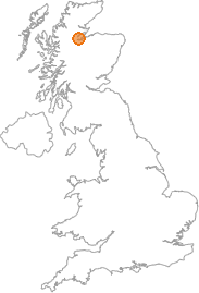 map showing location of Corntown, Highland