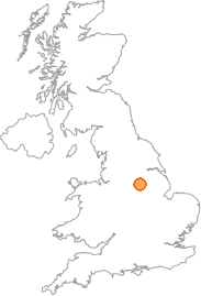 map showing location of Creswell, Derbyshire