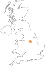 map showing location of Cutthorpe, Derbyshire