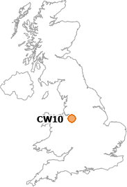 map showing location of CW10