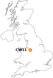 map showing location of CW11