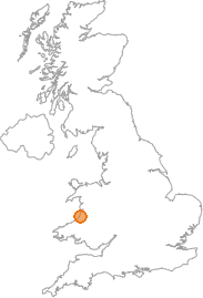 map showing location of Cwmbrwyno, Ceredigion