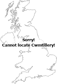 map showing location of Cwmtillery, Blaenau Gwent