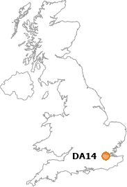 map showing location of DA14