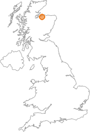 map showing location of Dallas, Moray
