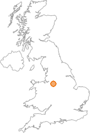 map showing location of Danebridge, Staffordshire