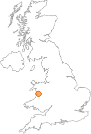 map showing location of Darowen, Powys