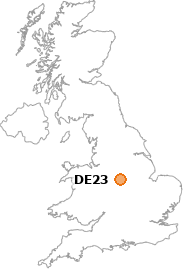 map showing location of DE23