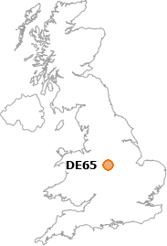 map showing location of DE65