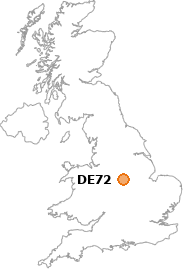 map showing location of DE72