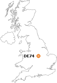 map showing location of DE74