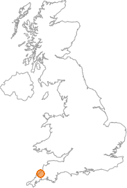 map showing location of Delabole, Cornwall