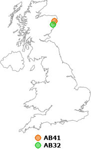 map showing distance between AB41 and AB32