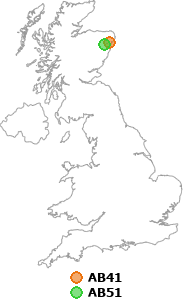 map showing distance between AB41 and AB51