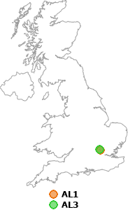 map showing distance between AL1 and AL3