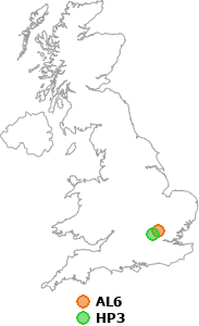 map showing distance between AL6 and HP3