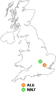 map showing distance between AL6 and NN7