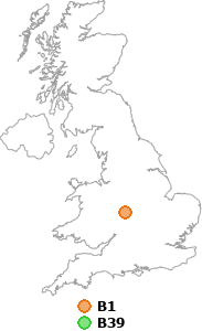 map showing distance between B1 and B39