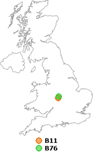 map showing distance between B11 and B76