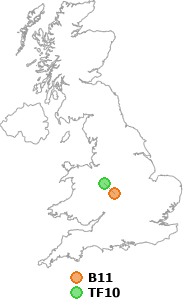 map showing distance between B11 and TF10