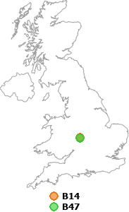 map showing distance between B14 and B47