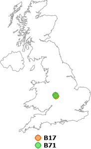 map showing distance between B17 and B71