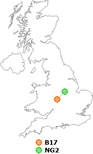 map showing distance between B17 and NG2