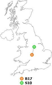 map showing distance between B17 and S10