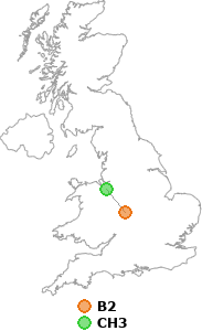map showing distance between B2 and CH3