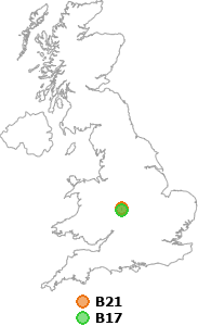 map showing distance between B21 and B17