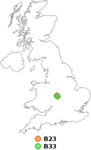 map showing distance between B23 and B33
