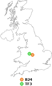 map showing distance between B24 and TF3