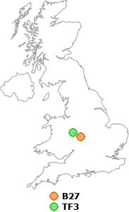 map showing distance between B27 and TF3