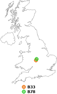 map showing distance between B33 and B78