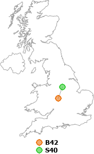 map showing distance between B42 and S40