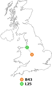 map showing distance between B43 and L25