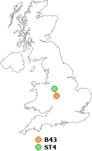 map showing distance between B43 and ST4