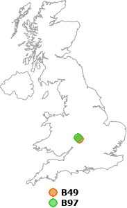 map showing distance between B49 and B97