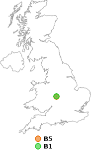 map showing distance between B5 and B1