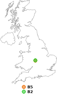 map showing distance between B5 and B2