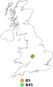 map showing distance between B5 and B45