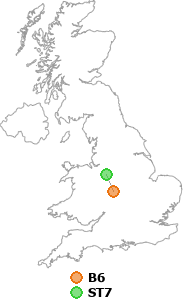 map showing distance between B6 and ST7