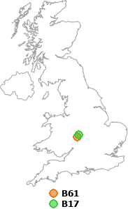 map showing distance between B61 and B17